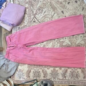 SHEIN Pink Flare Wide Leg Jeans